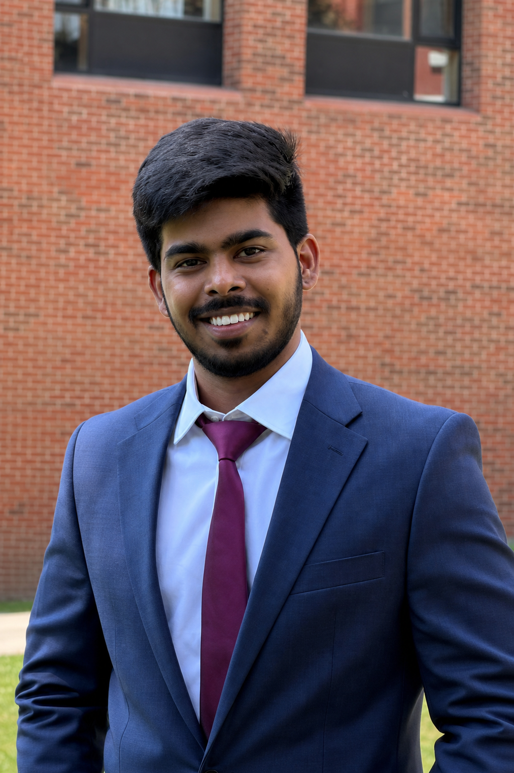 Portrait of Bhargav Kodaru in a navy suit